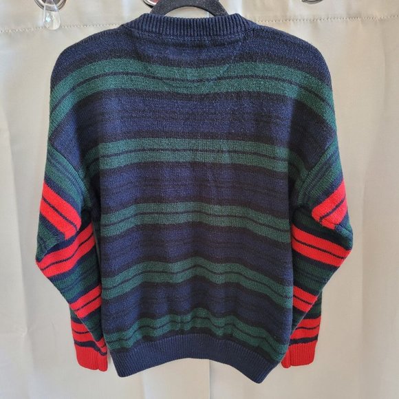 Vtg Gitano Mens Sweater Small Green Blue Stripe Y2K Hip Hop Freddy Krueger 16191 - Picture 3 of 9